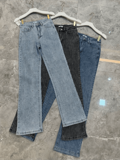 Calça Flare Jeans Strass 