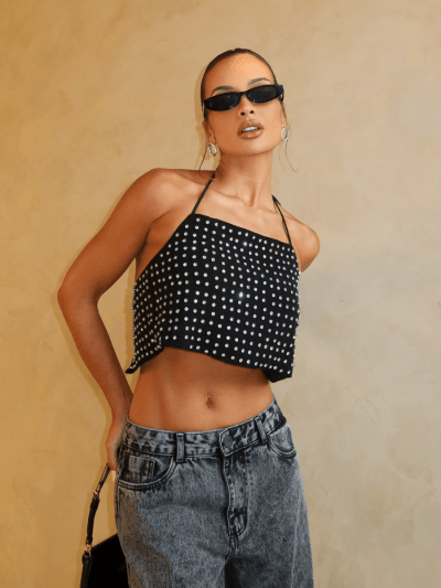 Cropped Frente Única Strass 